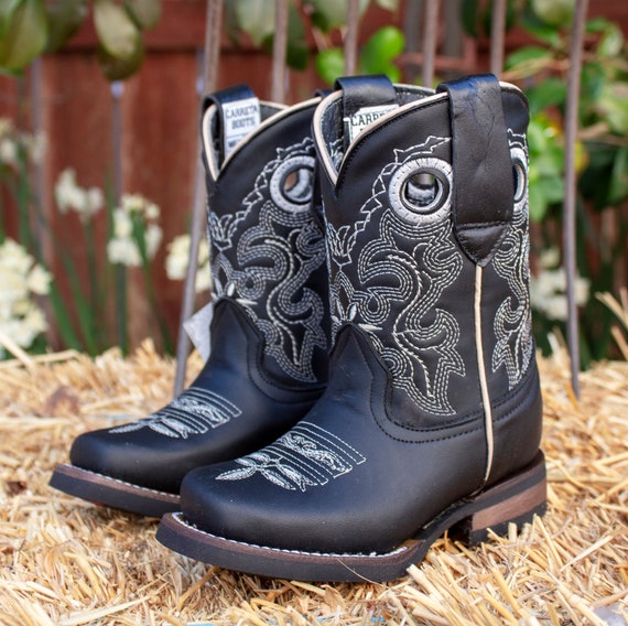 YOUTH WESTERN square toe black cowboy boots - Etsy México