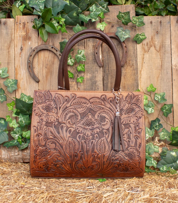 ESTAMPADO FLORAL MUJER Bolso bolso de cuero genuino - Etsy España