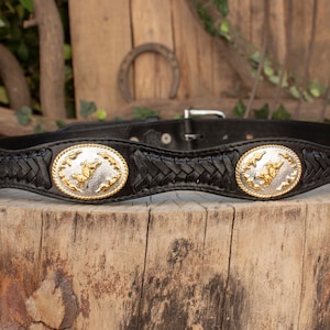 Mens LEATHER CONCHO WESTERN cowboy rodeo belt