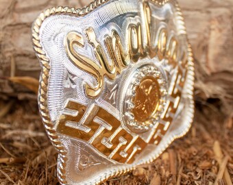 SINALOA Mexico Engraved CENTENARIO Cowboy Western Jaripeo Alpaca