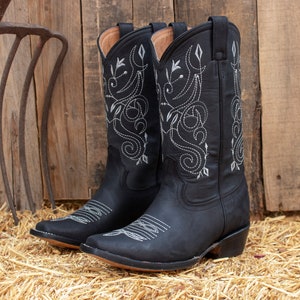 DAMES COWGIRL cowboy leren western geborduurde cowboylaarzen met vierkante neus