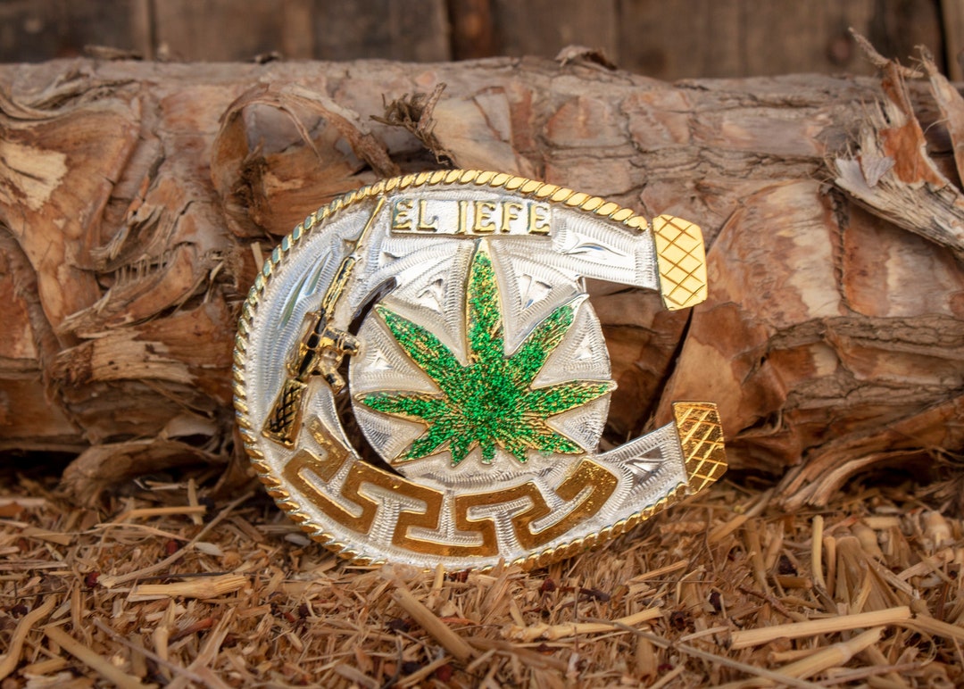 EL JEFE AK-47 Marijuana Horse Shoe Cowboy Western Alpaca Belt