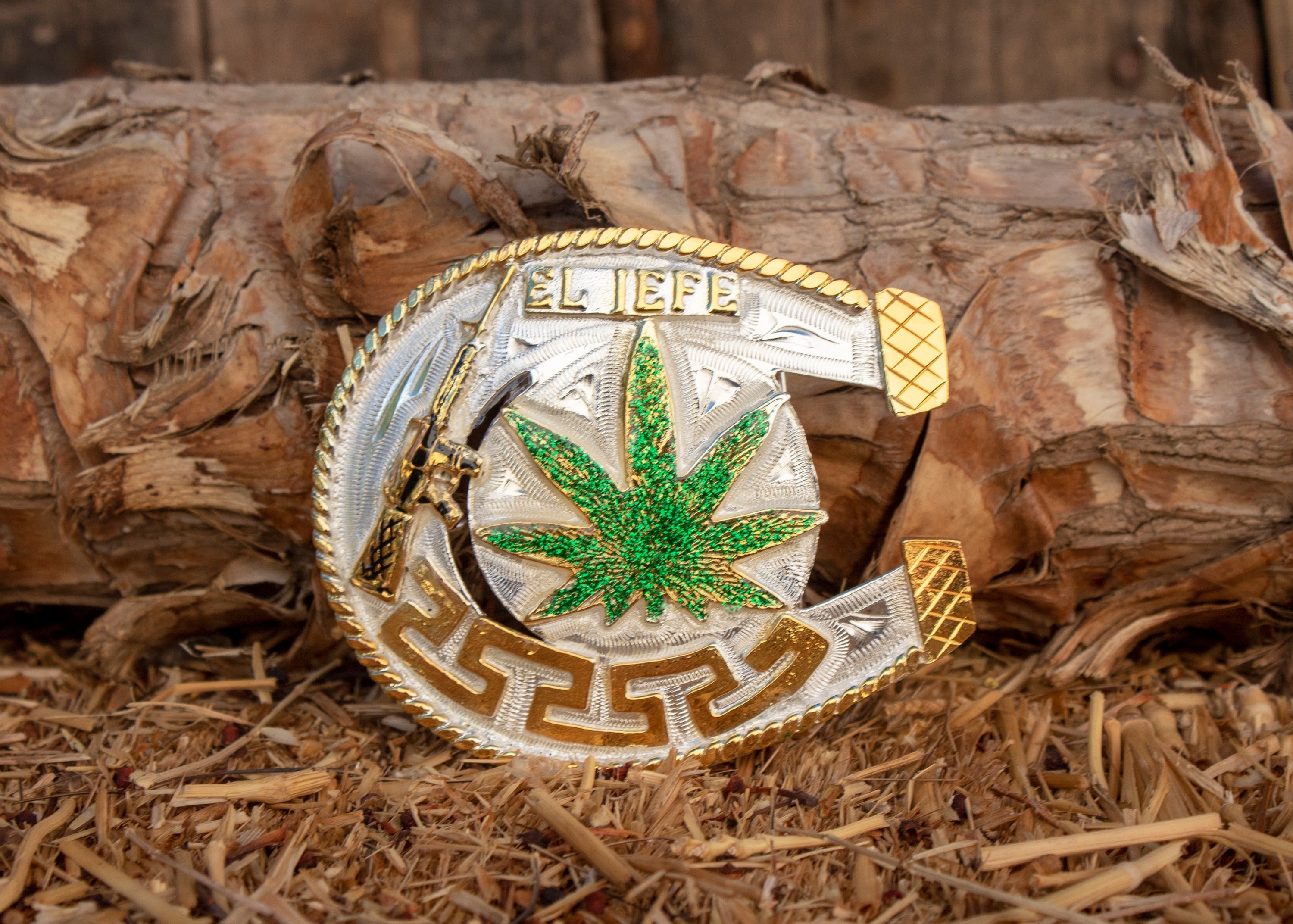 EL JEFE AK-47 Marijuana Horse Shoe Cowboy Western Alpaca Belt