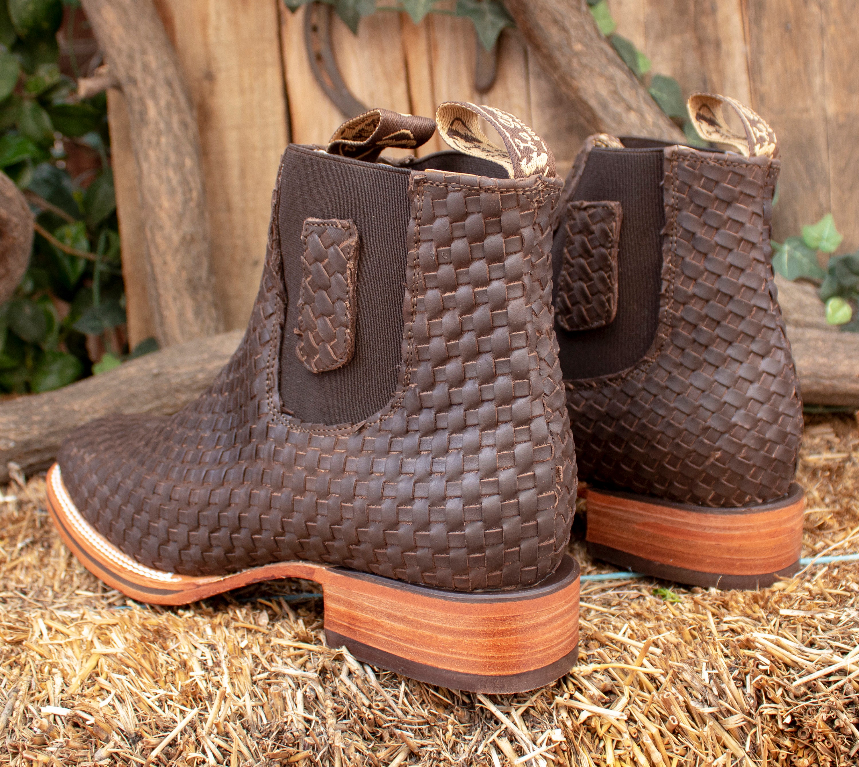Mens Mexican Woven Leather Boot by Carrera - Brown wild-west-boots-rodeo-square-  main image 3