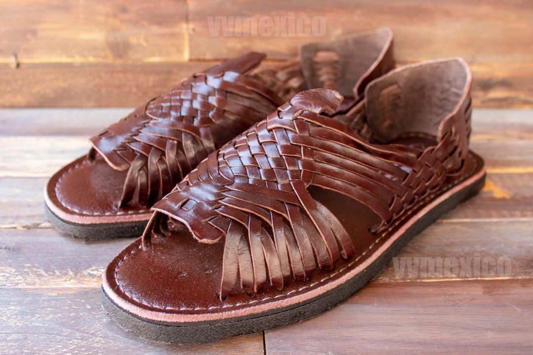 Buy WOMENS LEATHER HUARACHE Sandals Vintage Style Made in Mexico With Tire  Sole All Sizes Online in India