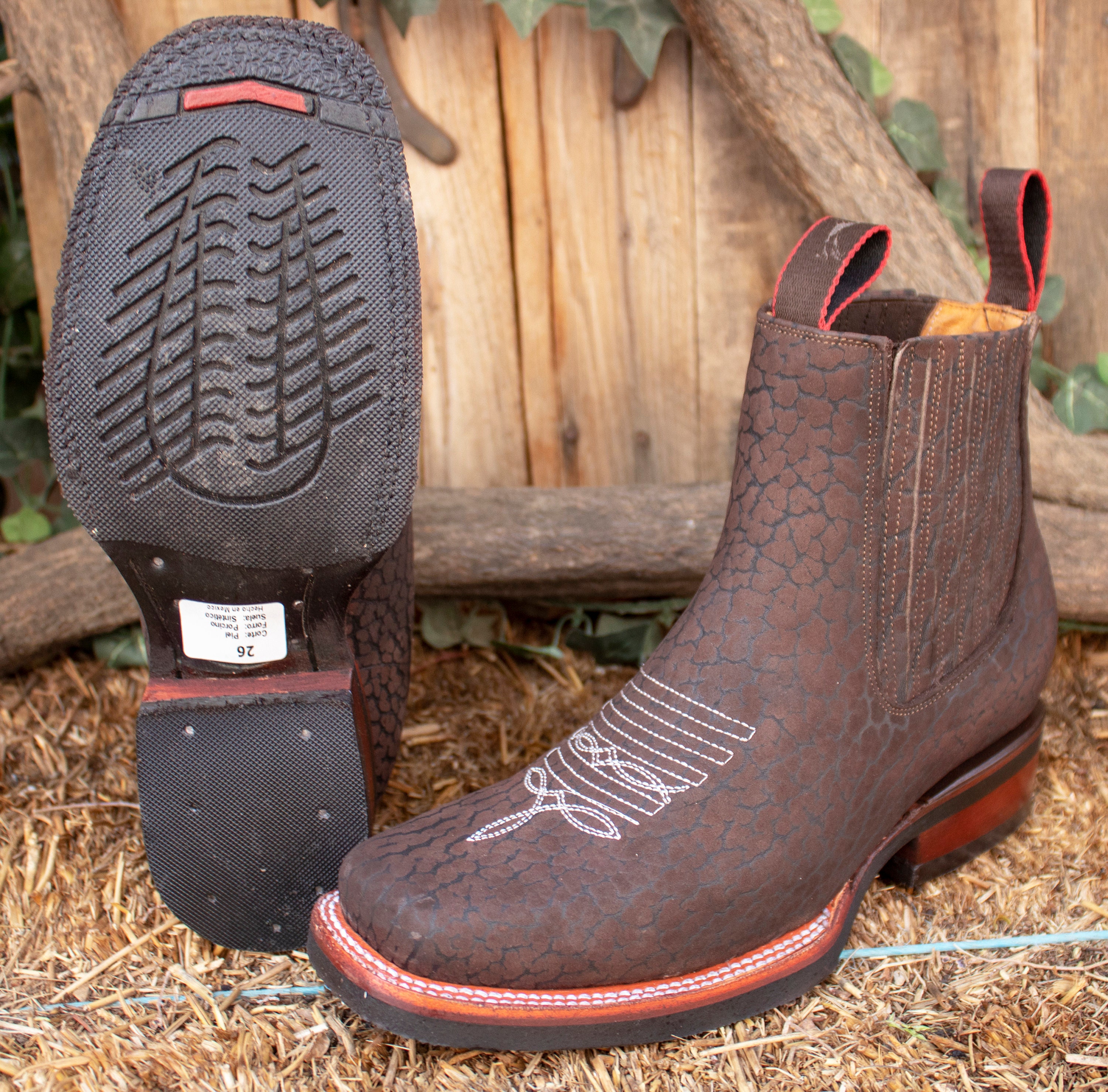 100 ％品質保証 Mens LEATHER Cowboy BULLNECK Cuello De TORO Square Toe Half ジャケット・アウター