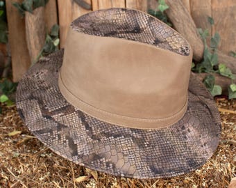 Python SNAKE PRINT FAUX Leather Western Cowboy Hat Vibora 