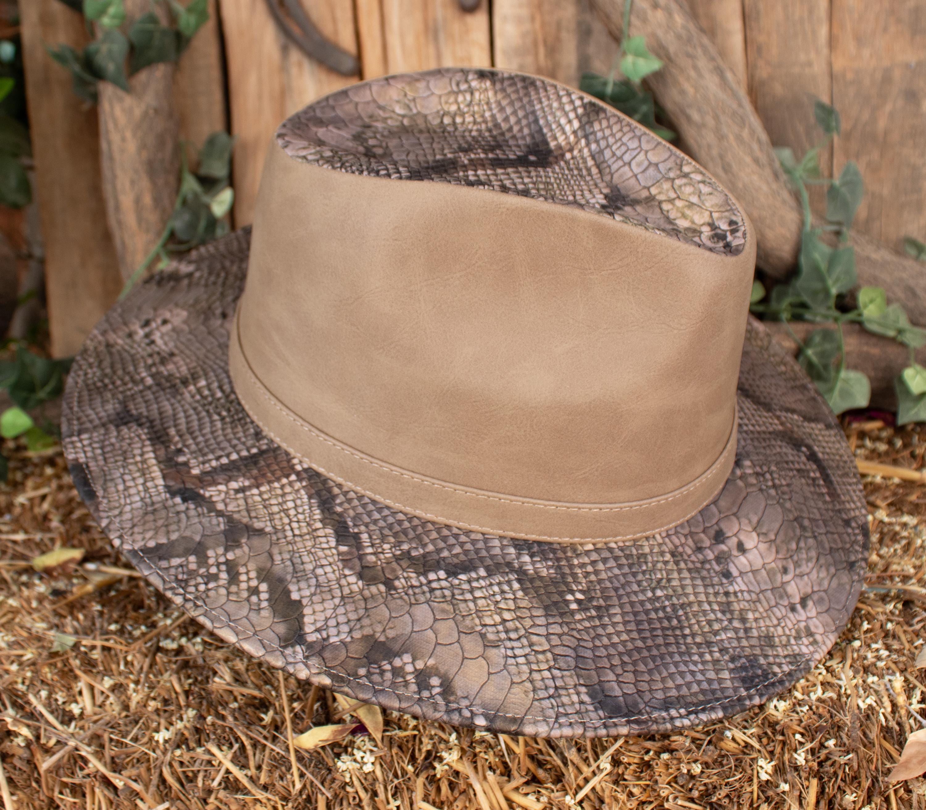 Python SNAKE PRINT FAUX Leather Western Cowboy Hat Vibora 
