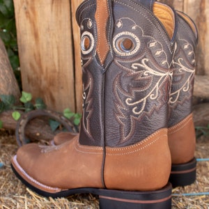 MENS Nubuck Brown LEATHER COWBOY Western Rodeo Square Toe Boots - Etsy