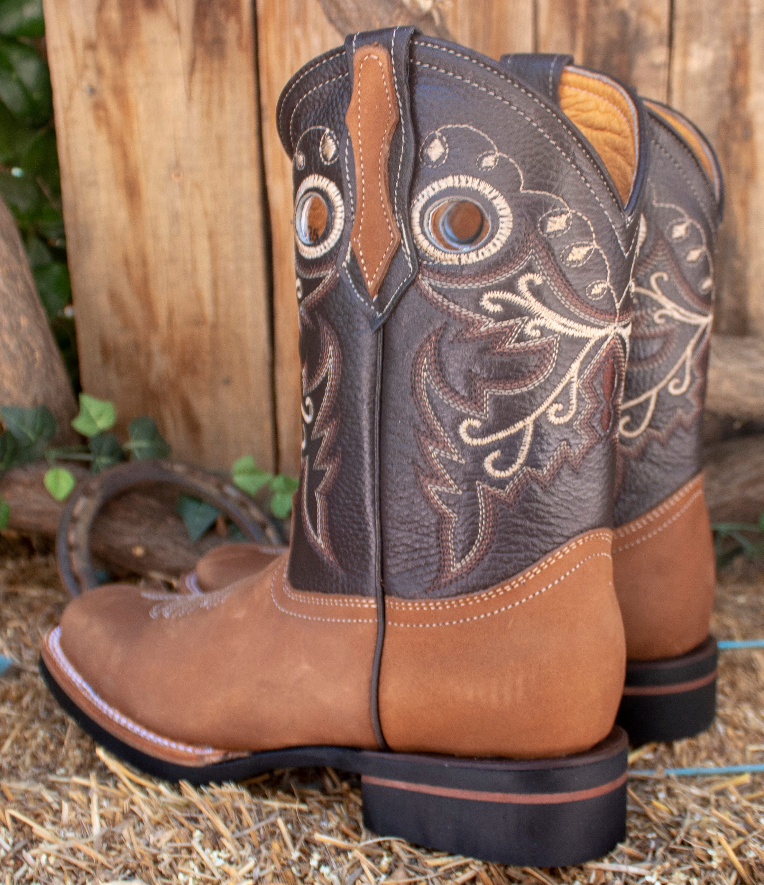 Saguaro Barefoot Stivali Da Uomo Western Cowboy | Pelle Di Pirarucu | Punta Quadrata | Cognac E Multi Colori Stivali REYWELT Cognac - Foto 9