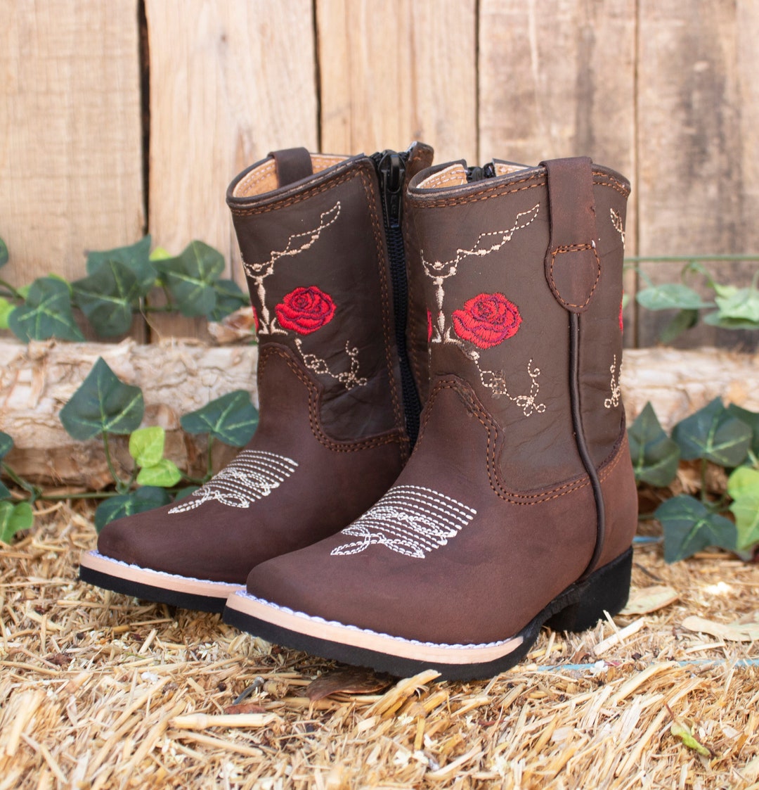 GIRLS TODDLER YOUTH Western Square Toe Leather Cowboy Boots