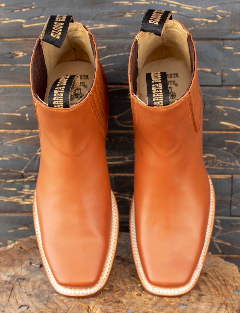 MENS LEATHER COWBOY Rodeo Square Toe Half Boots Botines Etsy