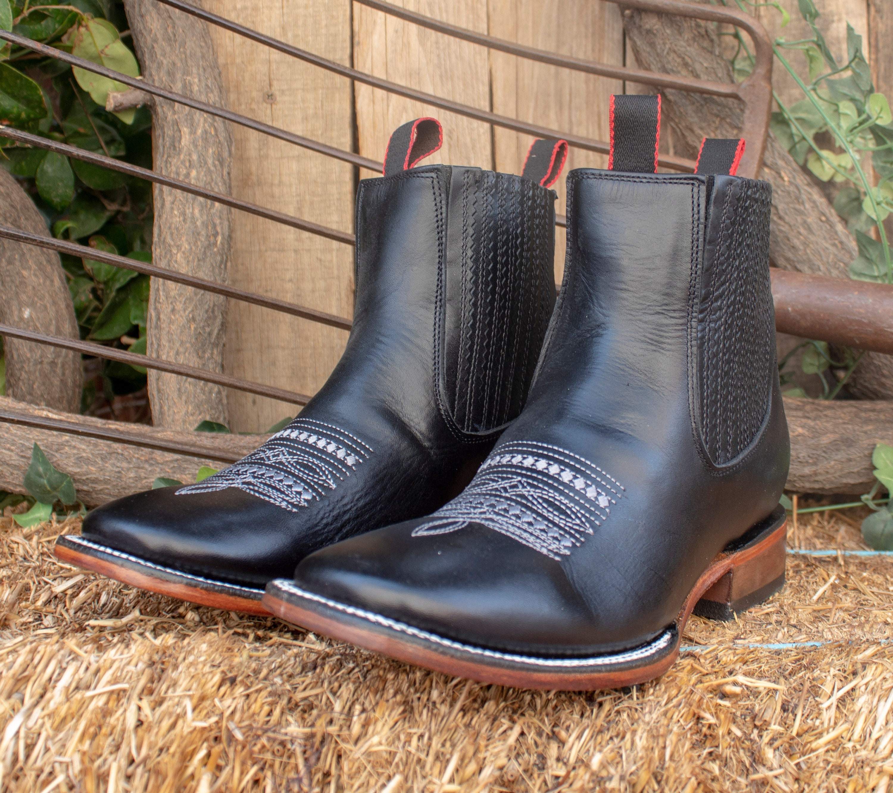 MENS LEATHER COWBOY Rodeo Square Toe Half Boots Botines - Etsy display picture 1