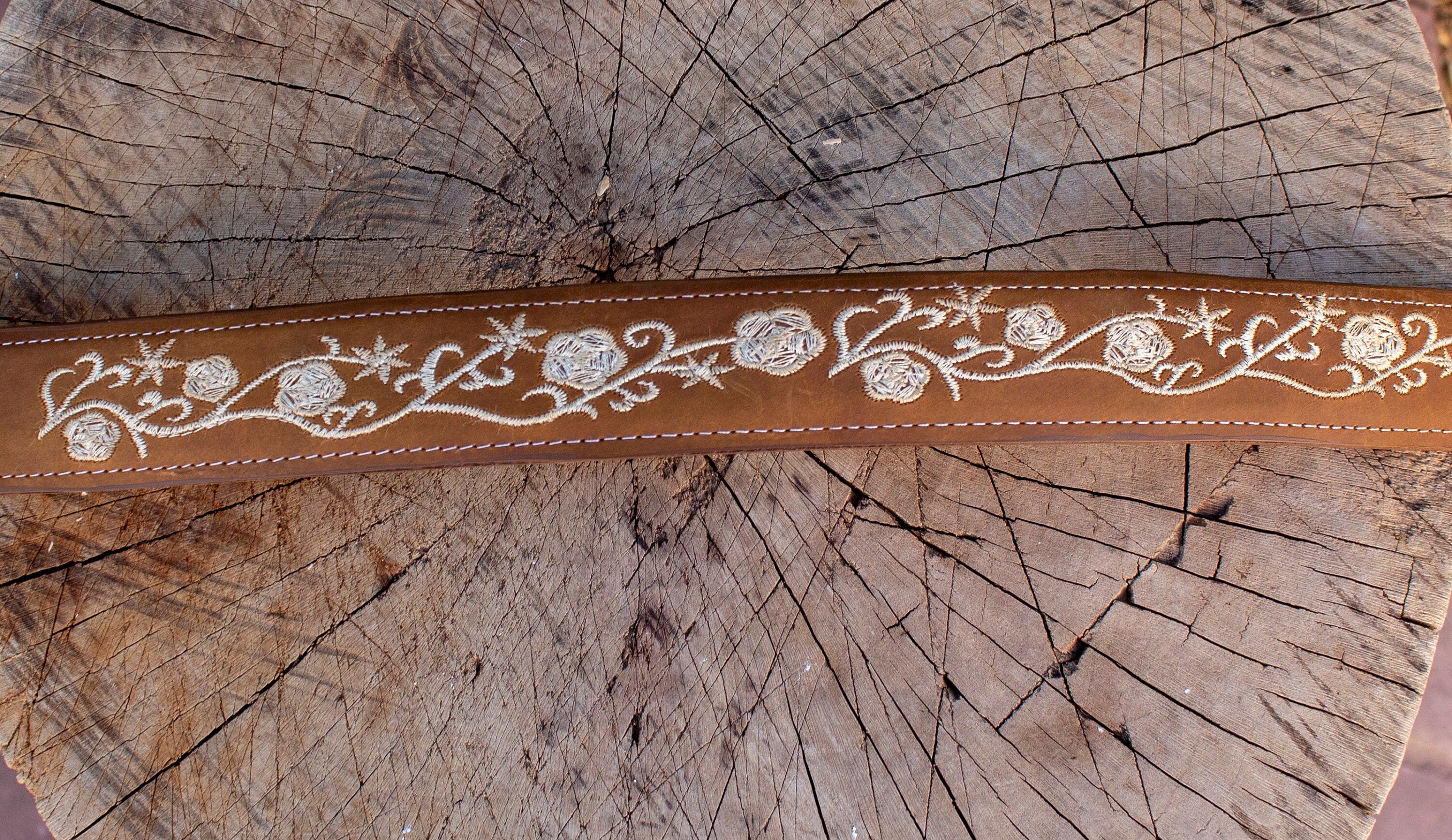 WOMENS ROSE EMBROIDERED Western Cowgirl Cowboy Leather Belt 