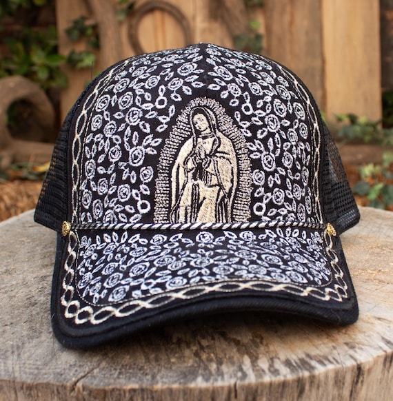 EMBROIDERED VIRGIN MARY Hat Adjustable Trucker Cap Virgen De