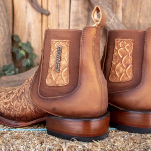 MENS LEATHER COWBOY Snake Skin Faux Square Toe Half Boots Botines - Etsy