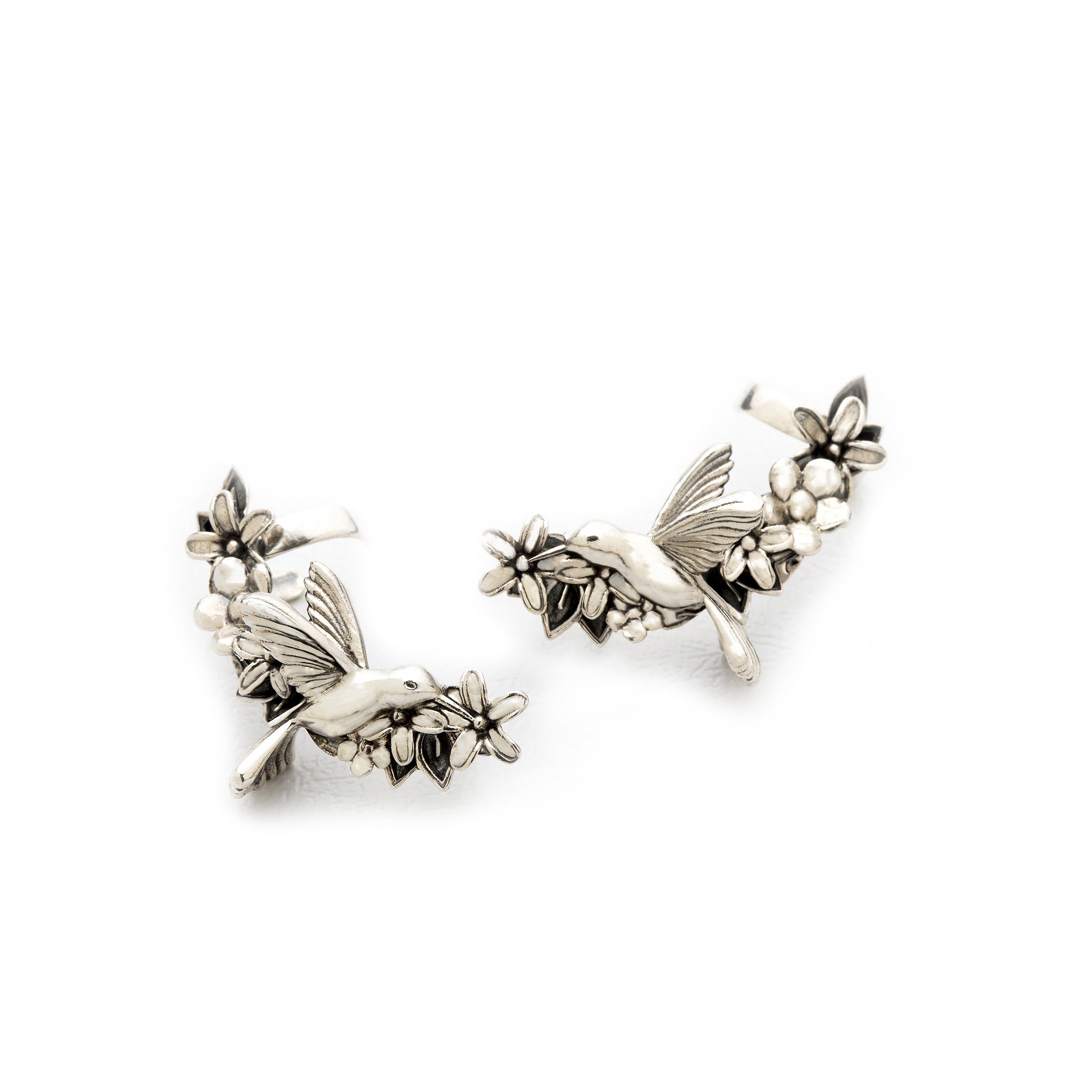 Cuff earrings sterling silver earrings birds earring Etsy