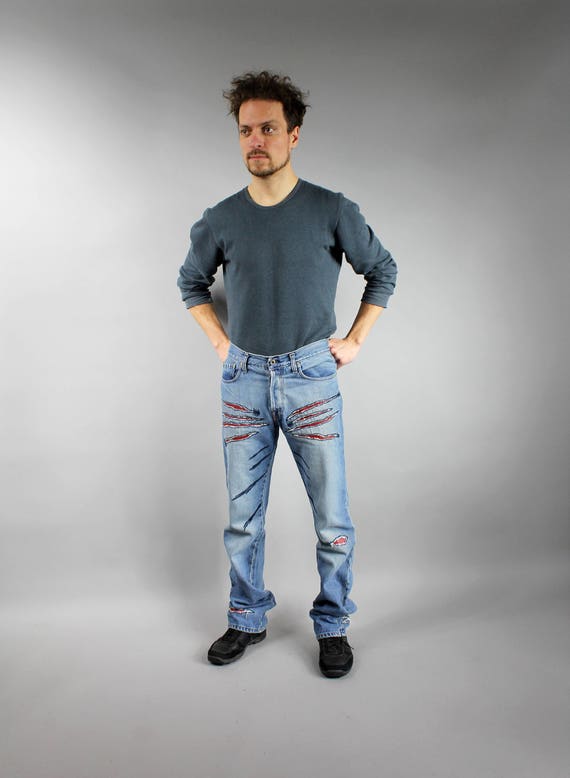 90s Casucci Deastock Jeans, Relaxed Fit Red Leathe