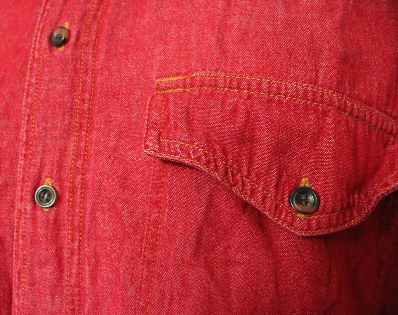 XXL Vintage Grunge Jean Blazer Extra Large Plus Size 80s Red DENIM Oversized Shirt