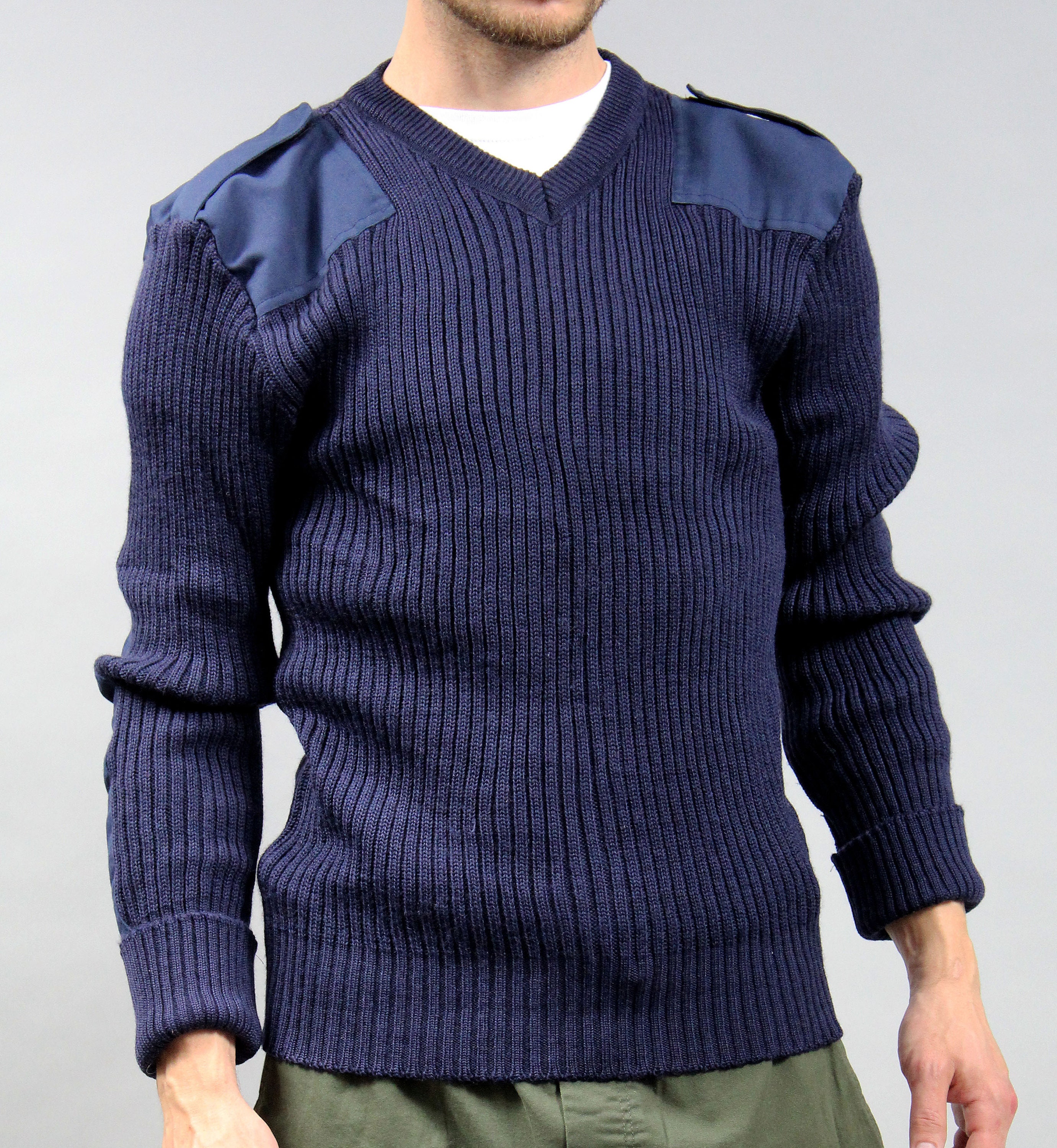 激安特価 Vintage Mens Military Hunter 90s Sweater. Blue Navy Style トップス