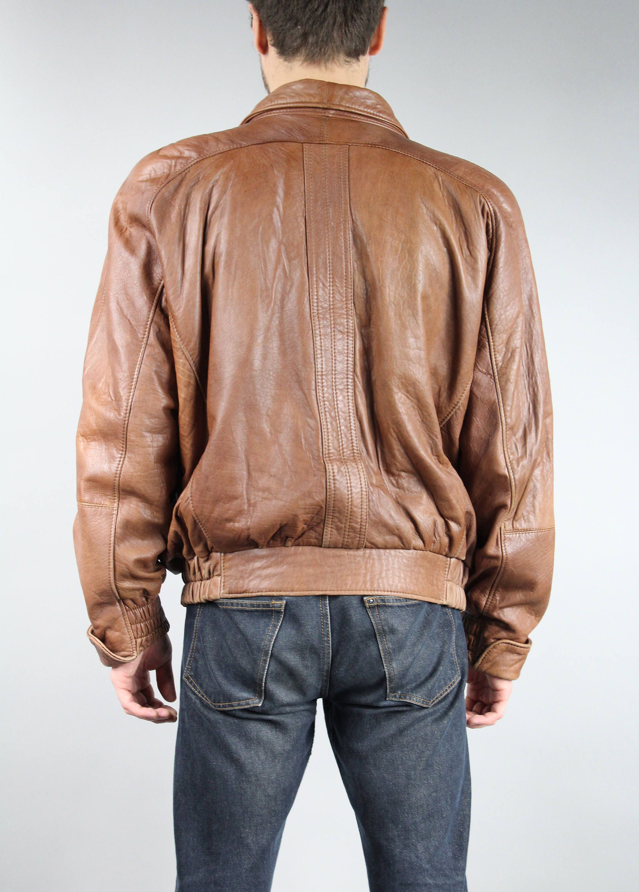 80s Boxy Genuine Leather Brown Men's Bomber Jacket . Vintage Rocker Padded Short Warm Coat . Retro Warmed Biker Button up Punk Jacket / Sz L - Etsy 80s Boxy Genuine Leather Brown Men's Bomber Jacket . Vintage Rocker Padded Short Warm Coat . Retro Warmed Biker Button up Punk Jacket / Sz L - Etsy