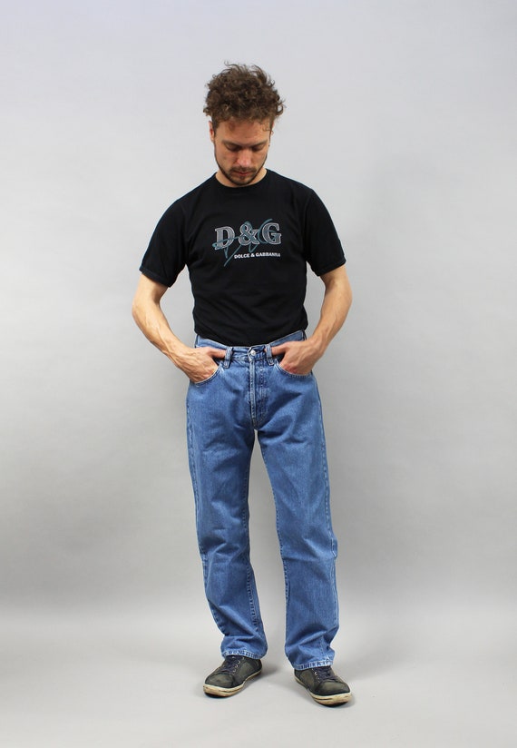 90s Vintage Mens Blue Diesel Jeans. Relaxed Hip Hop -