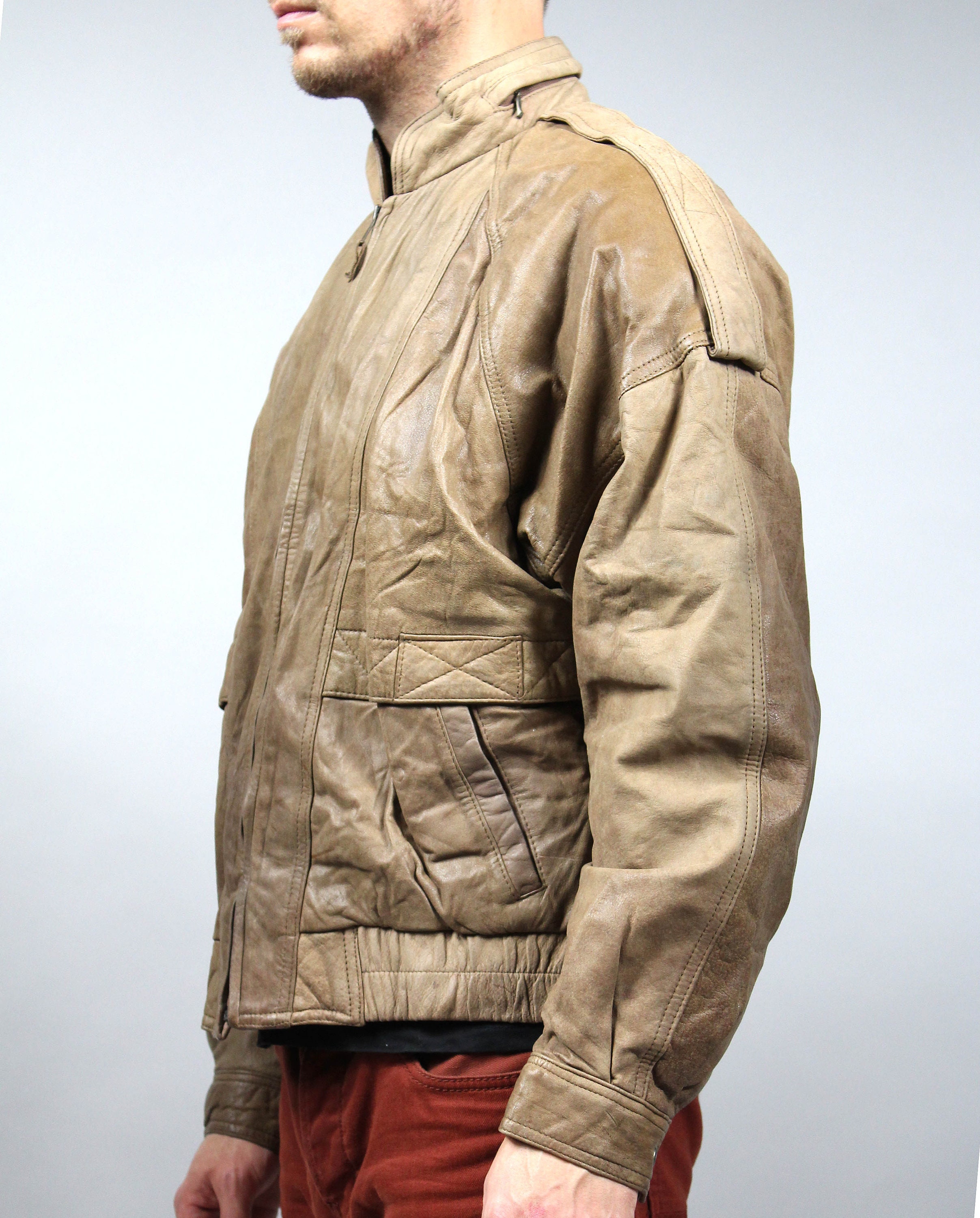 80s Genuine Leather Brown Bomber Jacket . Vintage Rocker Padded Short Warm Coat . Retro Warmed Biker Button up Punk Jacket / Sz L - Etsy 80s Genuine Leather Brown Bomber Jacket . Vintage Rocker Padded Short Warm Coat . Retro Warmed Biker Button up Punk Jacket / Sz L - Etsy