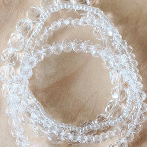 Crystal Bracelet Stack Set of 4 Beaded Stretch Bracelets, Layering Bracelets