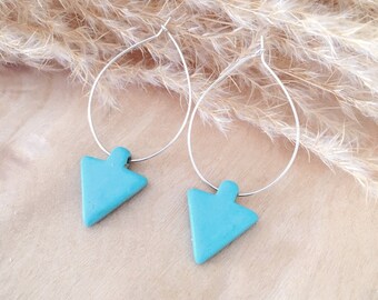 Turquoise Arrow Thin Hoop Earrings