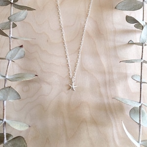 Dainty Sterling Silver Tiny Starfish Charm Necklace, Pendant Necklace