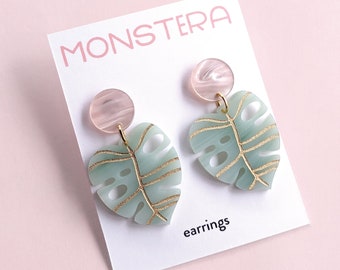 Monstera Tropical House Plant Earrings