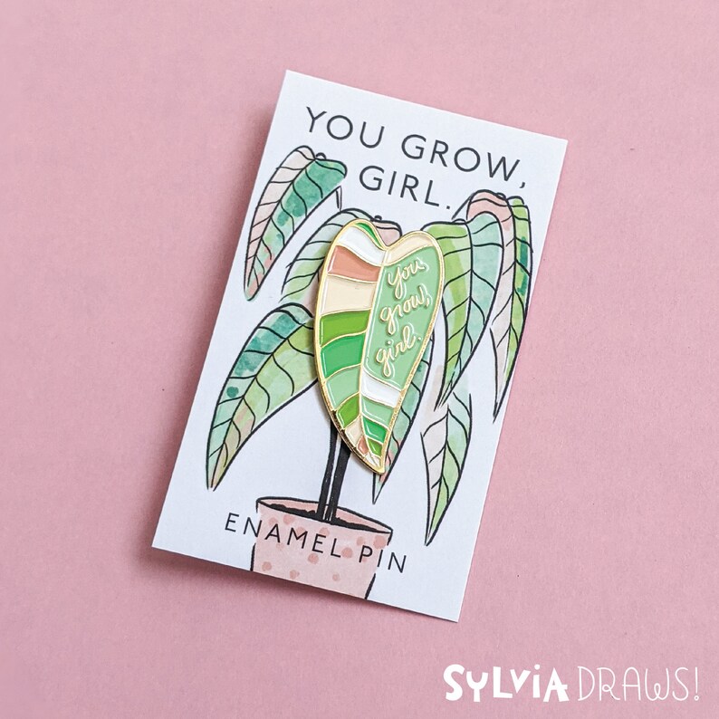 You Grow Girl Philodendron Plant Lady Enamel Pin