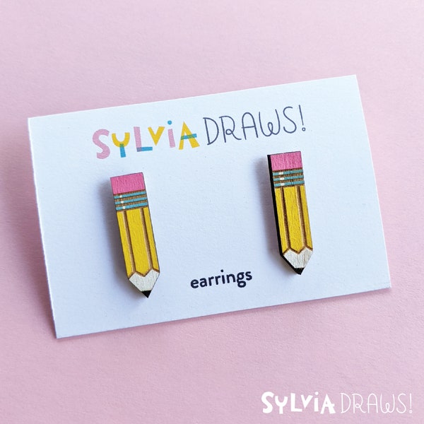 Pendientes de lápiz pintados a mano: regalo para profesores y artistas