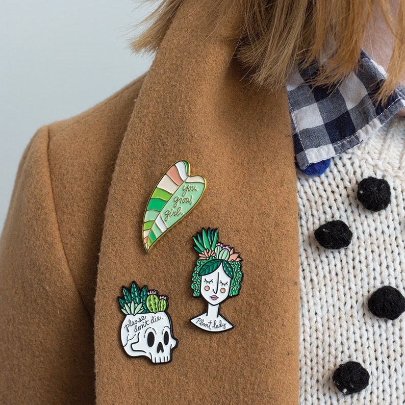You Grow Girl Philodendron Plant Lady Enamel Pin