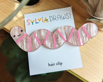 Pearlescent Pink Worm Hair Clip