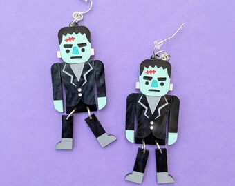 Frankenstein Monster Halloween Dangle Earrings