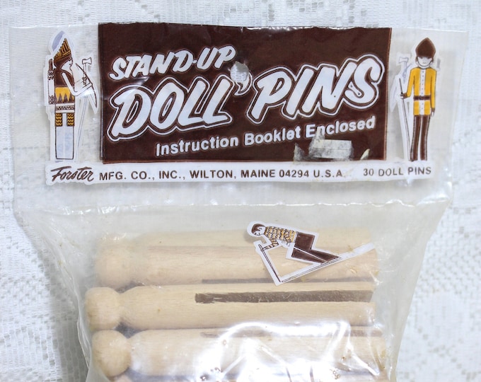 Wood Doll Pins, Wooden Clothespin, New Old Stock, 30 Pieces Craft