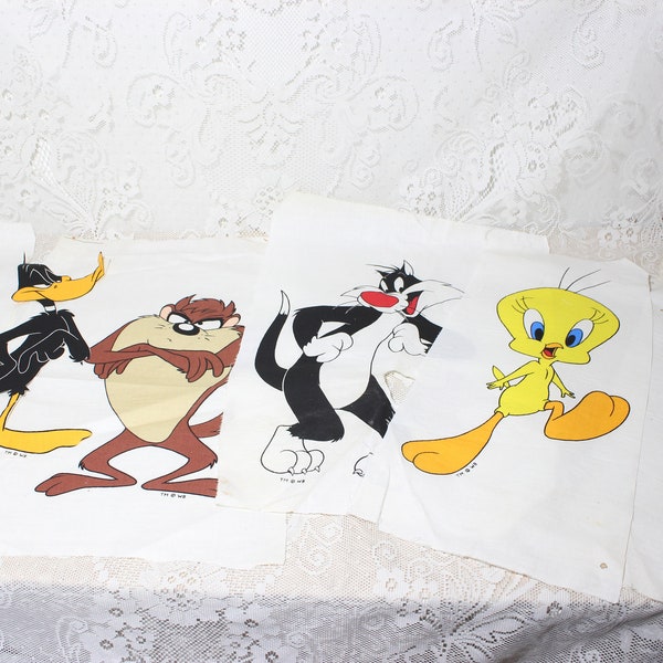 YOU CHOOSE Large Looney Iron-On, Set of 6 WB 1994, Bugs Bunny, Daffy Duck, Tazmanian Devil, Silvester, Tweety, Porky Pig