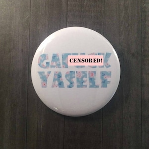 My Favorite Murder Pinback Button, Magnet, Cosmetic Mirror, MFM Podcast, True Crime Podcast Memorabilia, Gafuck Yaself, Murderino, SSDGM image 1