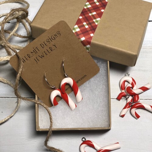 Candy Cane Polymer Clay Earrings Fun Christmas & Winter Etsy