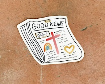 The Good News Newspaper Mini Vinyl Die Cut Sticker | Faith Sticker | Christian Sticker | Jesus Sticker | Laptop Sticker