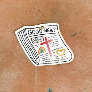 The Good News Newspaper Mini Vinyl Die Cut Sticker | Faith Sticker | Christian Sticker | Jesus Sticker | Laptop Sticker