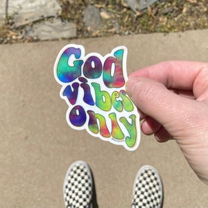 Retro Tie Dye God Vibes Only Die Cut Sticker | Faith Sticker | Christian Sticker | Jesus Sticker | Laptop Sticker | Waterbottle Sticker