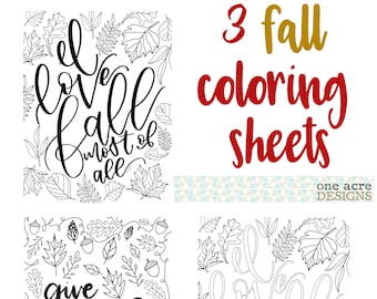 3 Fall Themed Coloring Pages