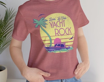 Camiseta retro de yate rock, camiseta vintage de música de los 80, camiseta unisex de algodón suave, regalo náutico, atuendo de playa, camiseta de fiesta en barco