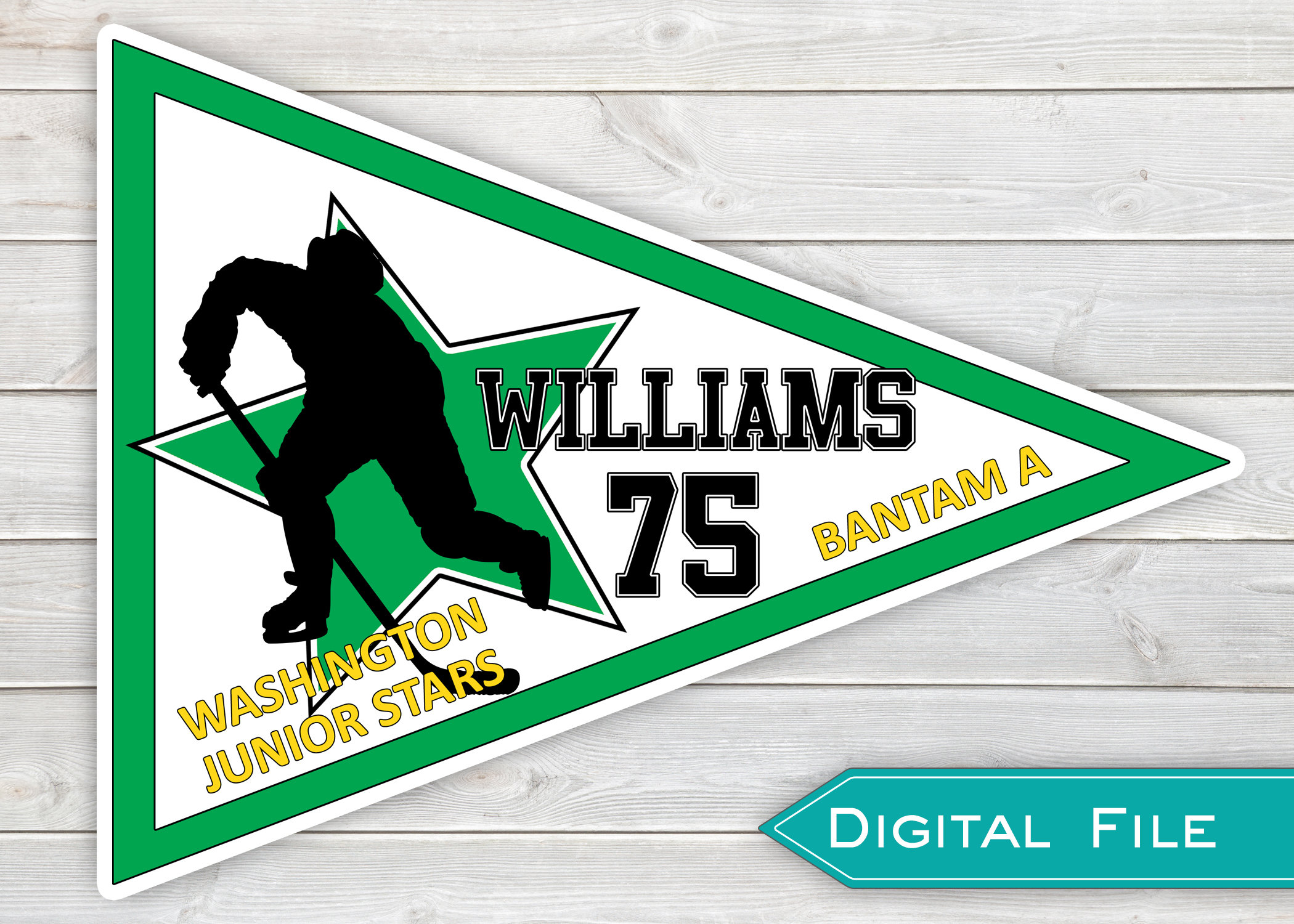 DIGITAL Star Pennant Hockey Tournament Hotel Door Sign Printable Team