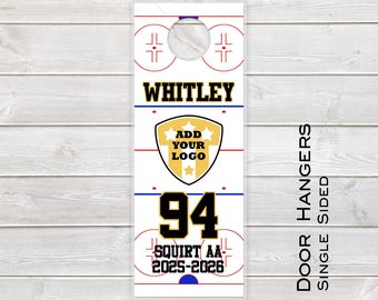 PRINTED Personalized Hockey Tournament Door Knob Hangers: Laminated Hockey Rink Sign