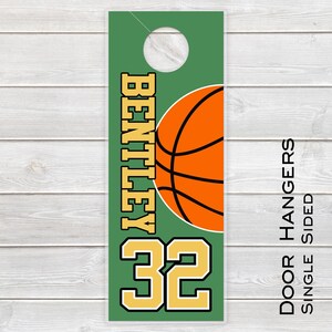 PRINTED Personalized Basketball Doorknob Tag: Tournament Team Hotel Sign, Laminated
