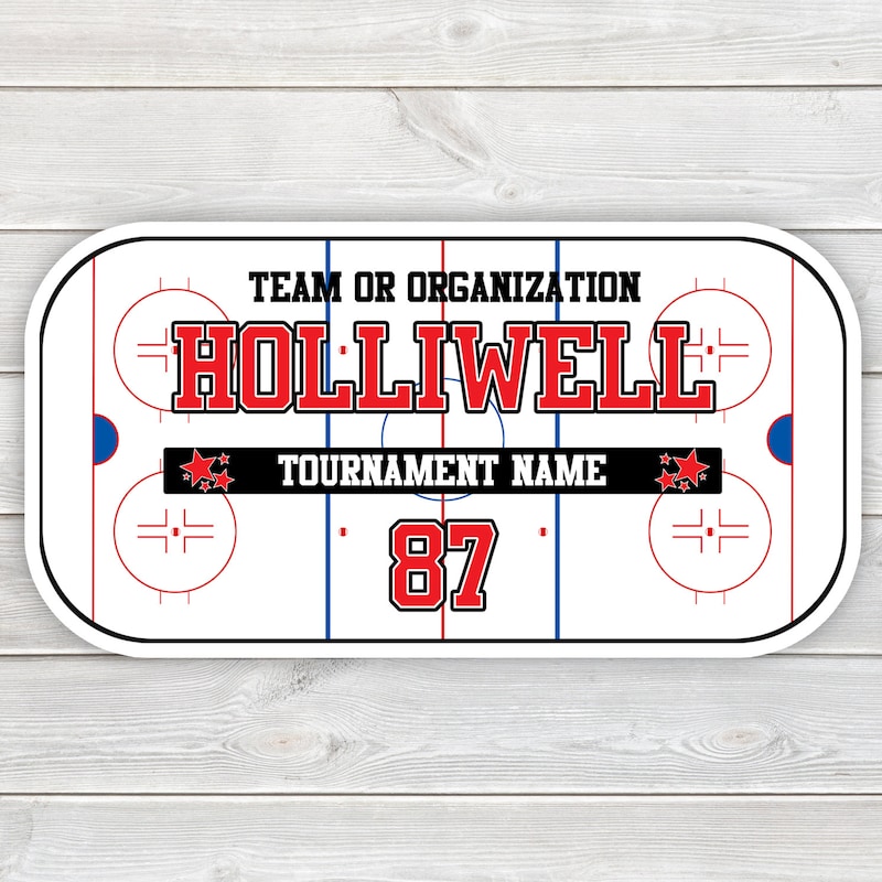 PRINTED Ice Rink Hotel Door Sign for Hockey Tournaments - Printed Laminated Team Door Hanger with Hockey Player Name and Jersey Number