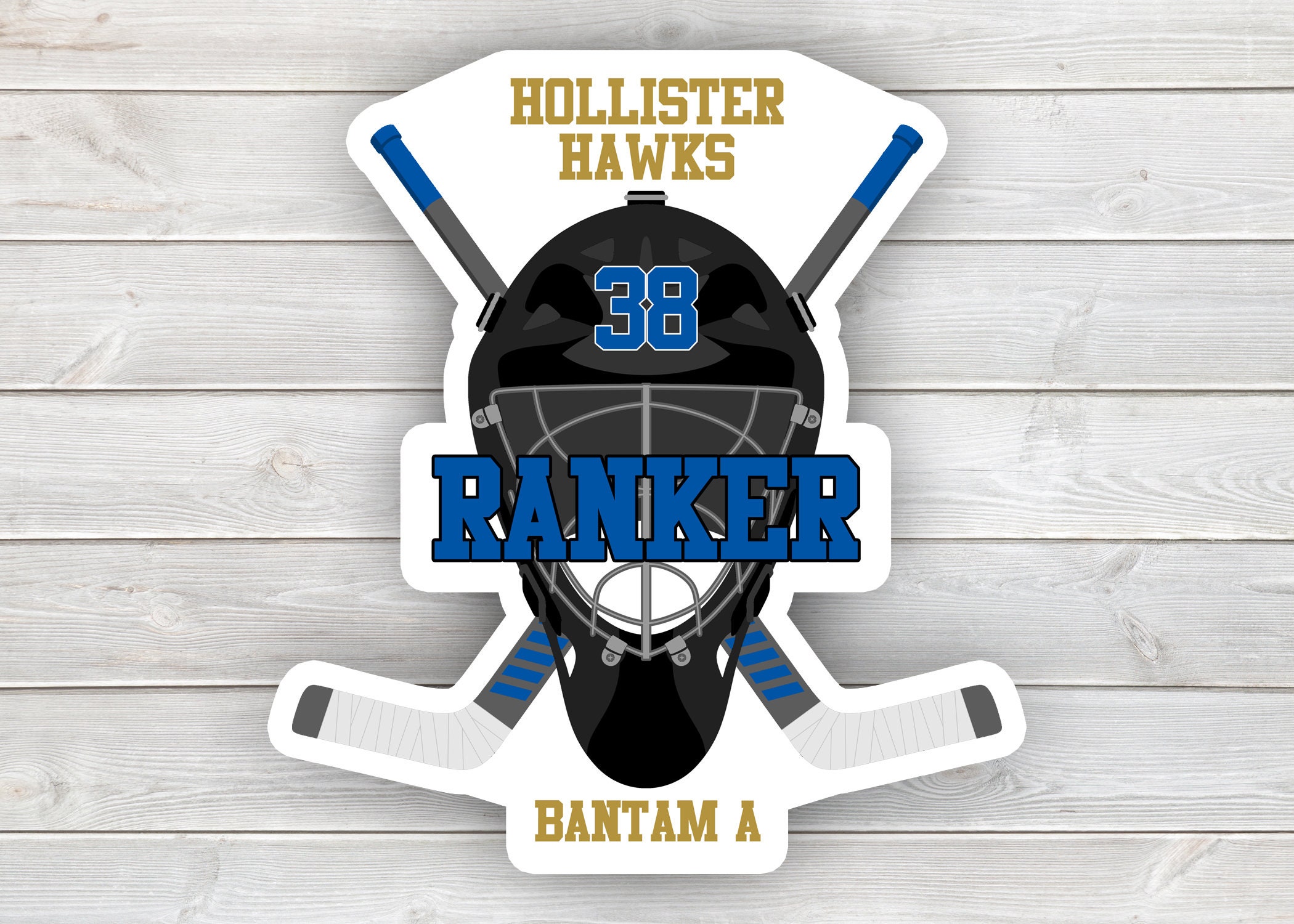 DIGITAL Hockey Tournament Hotel Door Sign Hockey Helmet and Sticks